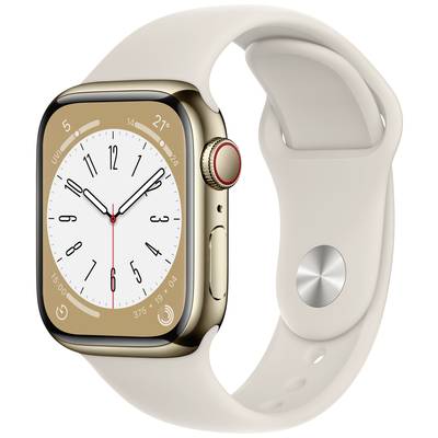   Apple  Watch Series 8  GPS + Cellular  41 mm  Rustfrit stål-kabinet  Guld  Sportsarmbånd  Polarstjerne  