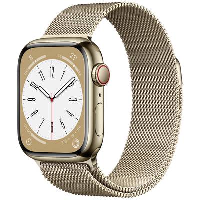   Apple  Watch Series 8  GPS + Cellular  41 mm  Rustfrit stål-kabinet  Guld  Milanese Loop  Guld  