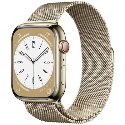   Apple  Watch Series 8  GPS + Cellular  45 mm  Rustfrit stål-kabinet  Guld  Milanese Loop  Guld  