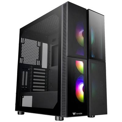 Thermaltake CA-1W1-00M1WN-01 Midi-tower PC-kabinet Sort 3 forudinstallerede LED blæsere , LCS kompatibel , Siderude , Eg