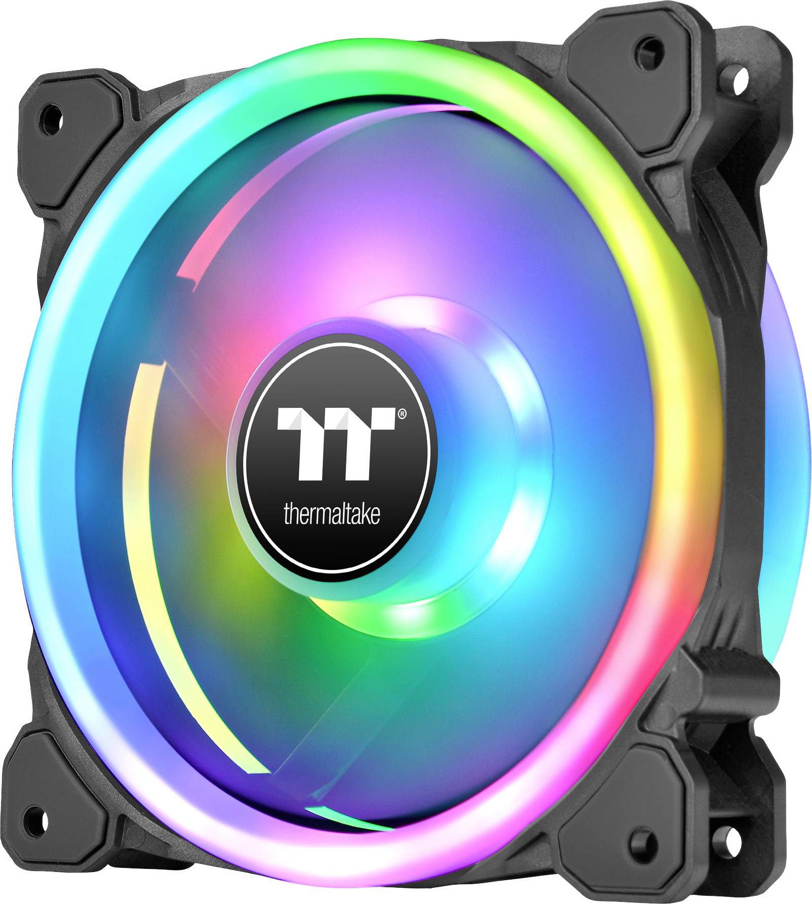 RGB-computerventilatorer med lysende, regnbuefarvede lys.