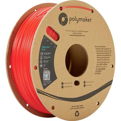 Polymaker PA02004 PolyLite Filament PLA-plast  1.75 mm 1000 g Rød  1 stk