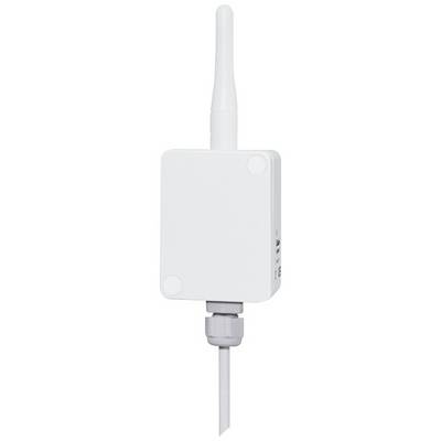 Hvid, rektangulær radtemperatursensor med lang antenne og kabel, egnet til industrielle applikationer.