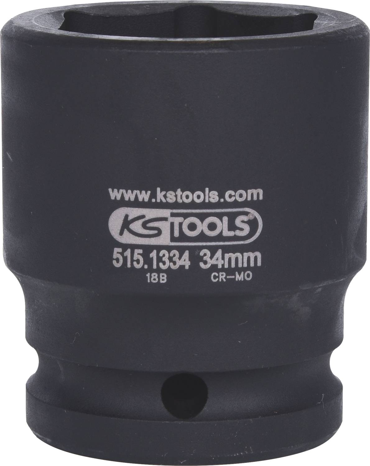 Topnøgle fra KS Tools, modelnummer 515.1334, størrelse 34 mm, fremstillet af CR-MO materiale, i sort farve.