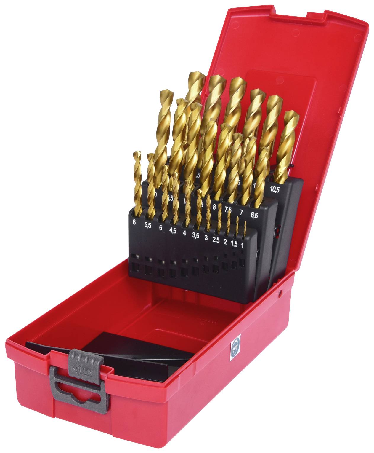 KS Tools 330.4623 3304623 HSS TIN-TIP Metal-spiralbor-sæt 1 mm, 1.5 mm, 2 mm, 2.5 mm, 3 mm, 3.5 mm, 4 mm, 4.5 mm, 5 mm, 5.5 mm, 6 mm, 6.5 mm, 7 mm, 7.5 mm, 8 mm, 8.5 mm, 9 mm, 9.5 mm, 10 mm, 10.5 mm, 11 mm, 11.5 mm, 12 mm, 12.5 mm, 13 mm 1 stk