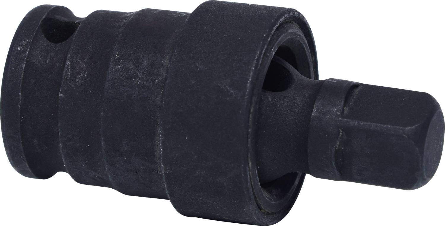 En sort metalgenstand med en cylindrisk krop og en sekskant i enden, sandsynligvis en del af et mekanisk sæt.