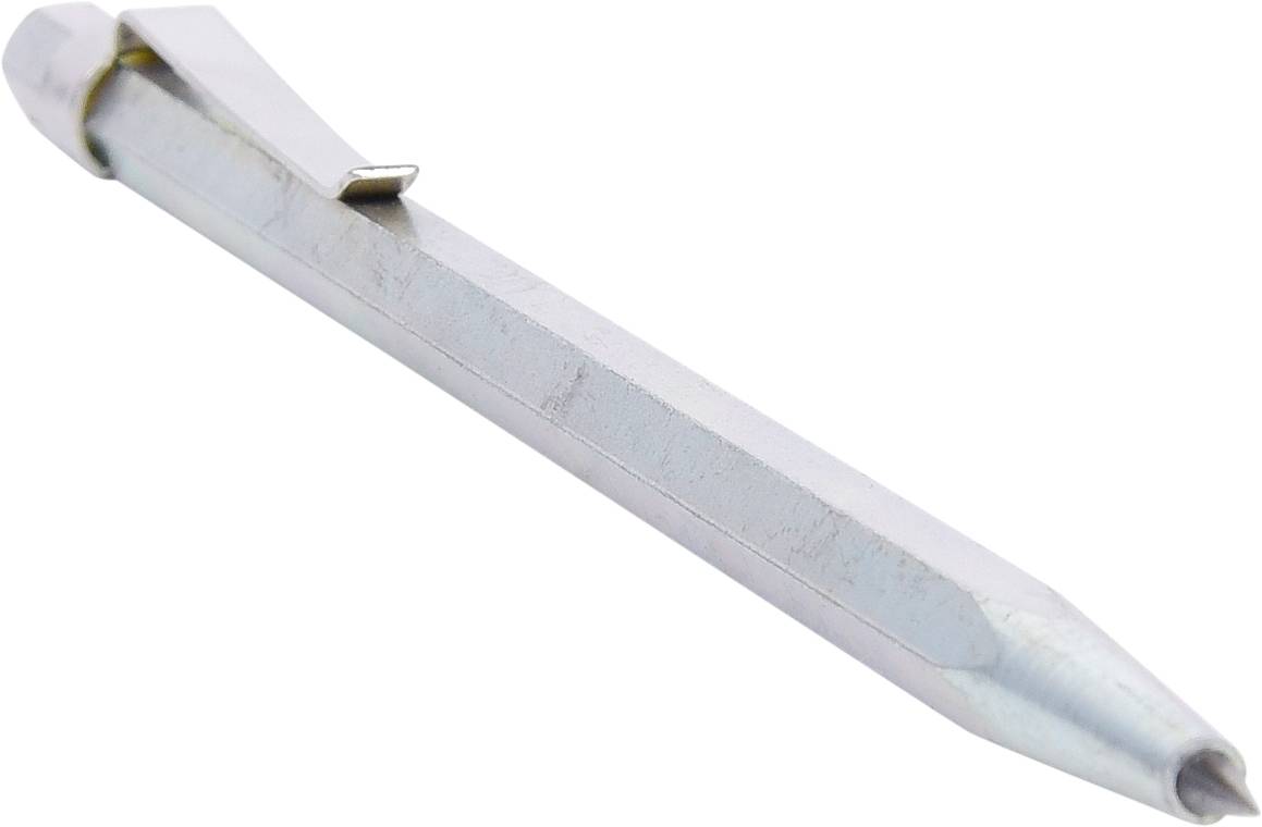 Et sølvfarvet sekskantskruemateriale med en flad holder, bruges til mekanisk fastgørelse og sikring.