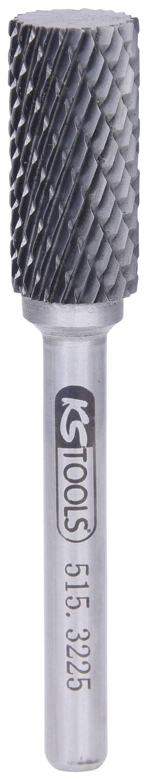 En fræsestift med cylindrisk form, sort hoved og sølvfarvet skaft. Skaftet er markeret med en gravering: '100 SL 5 1 5 3225'.
