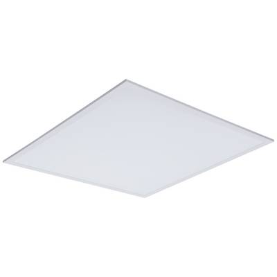 Et rektangulært, hvidt LED-panelarmatur, set fra undersiden. Det har et enkelt design og er velegnet til loftsmontering.