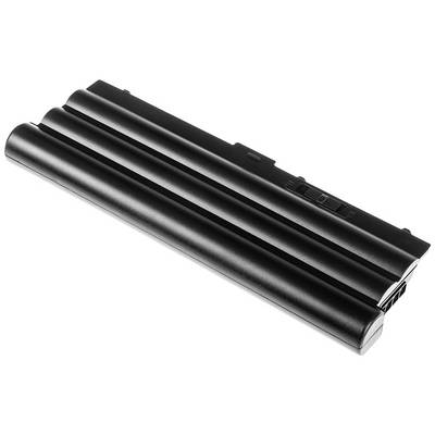En sort bærbar computer-batteripakke med tre celler er afbildet på en hvid baggrund.