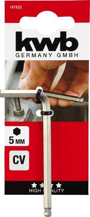 I pakken er en sekskant unbrakonøgle fra 'kwb Germany GmbH', 5 mm, velegnet til sekskantskruer, høj kvalitet.