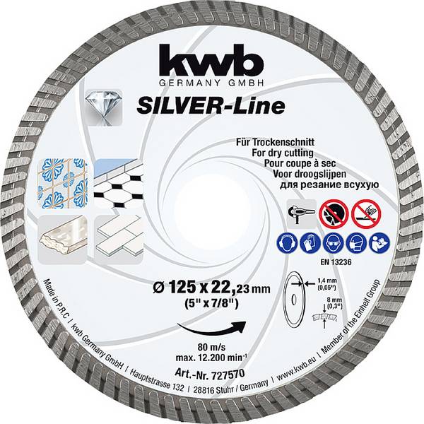 kwb 727570  Diamantskæreskive  Diameter 125 mm   1 stk