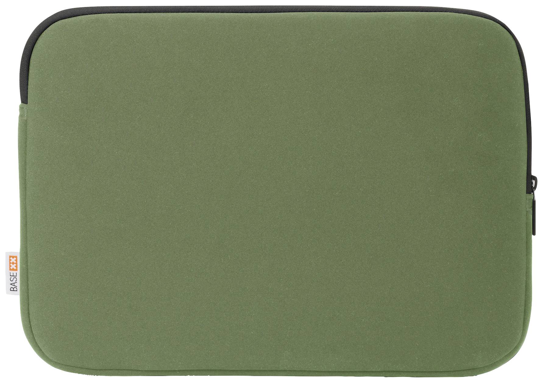 Grøn laptoptaske med lynlås, enkelt design uden synlige logoer eller mønstre.