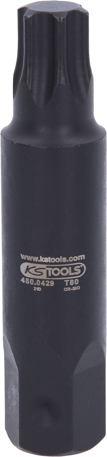 Sort skruetrækkerindsats med T60 Torx-spids, egnet til manuelle og maskinelle anvendelser.