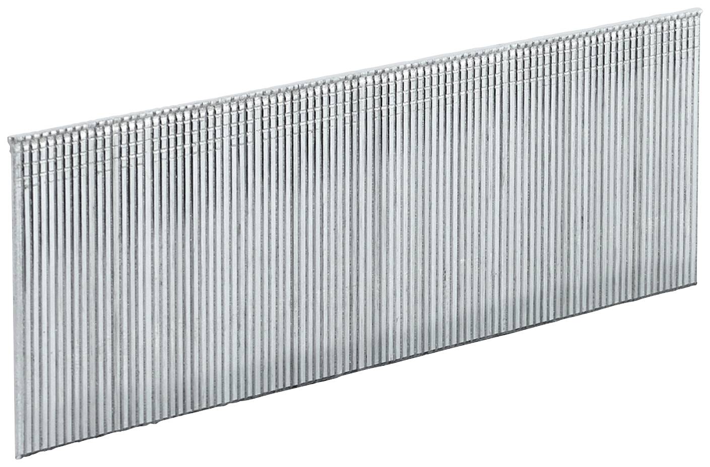 En række sølvfarvede søm, tæt samlet, beregnet for en sømmager. De er smalle og egnede til industriel brug.