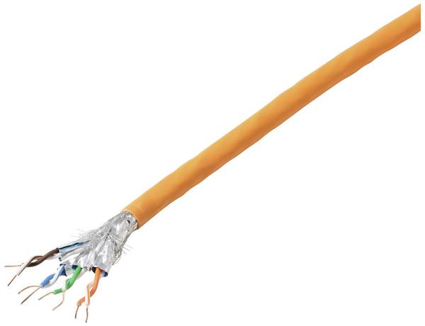 TRU COMPONENTS netværkskabel CAT 7 S/FTP 4 x 2 x 0.24 mm² CPR-DCA-certificeret Orange 100 m