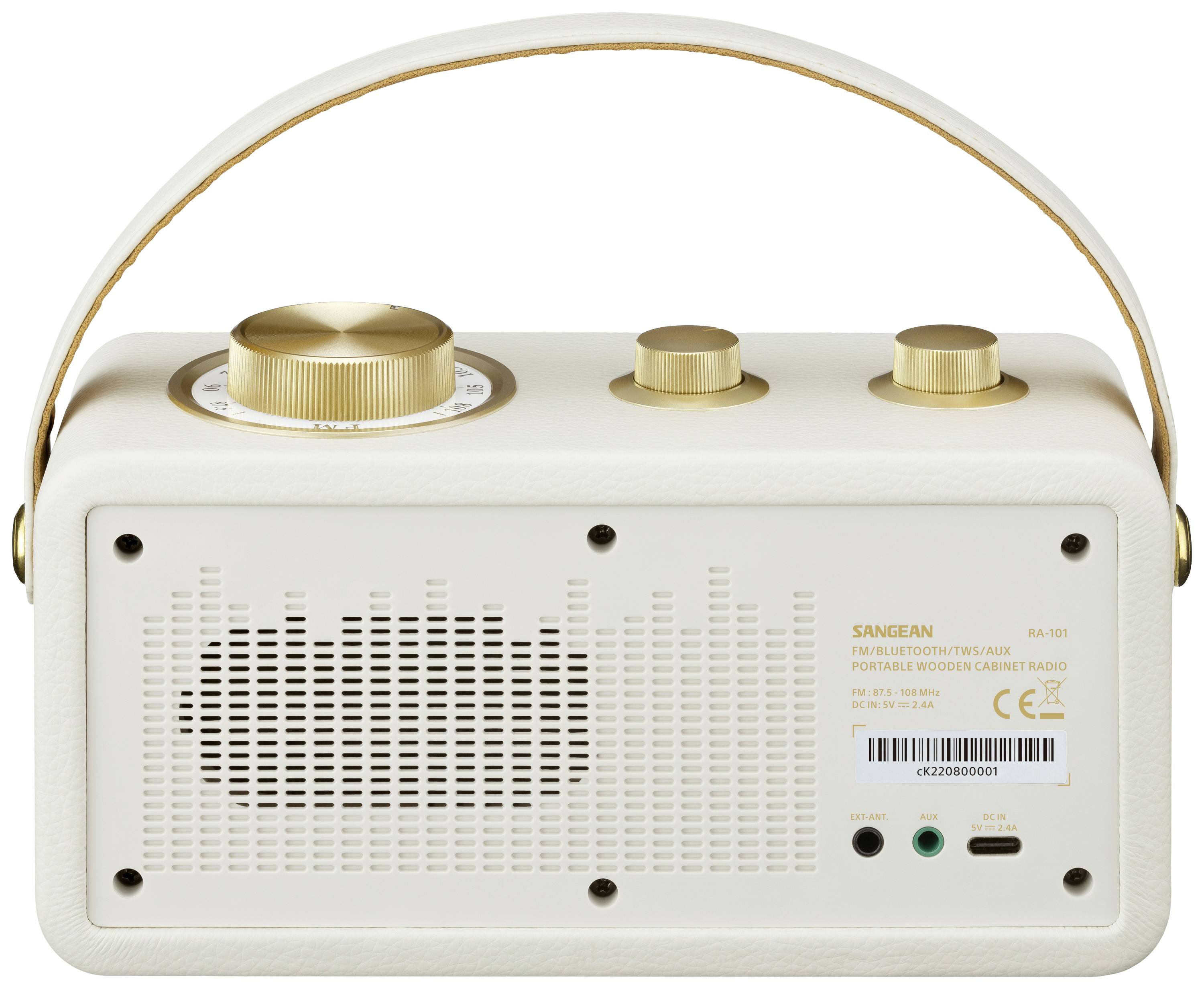 Batteridrevet radio Sangean RA-101 FM  genopladelig Ivory (elfenben), Guld-5