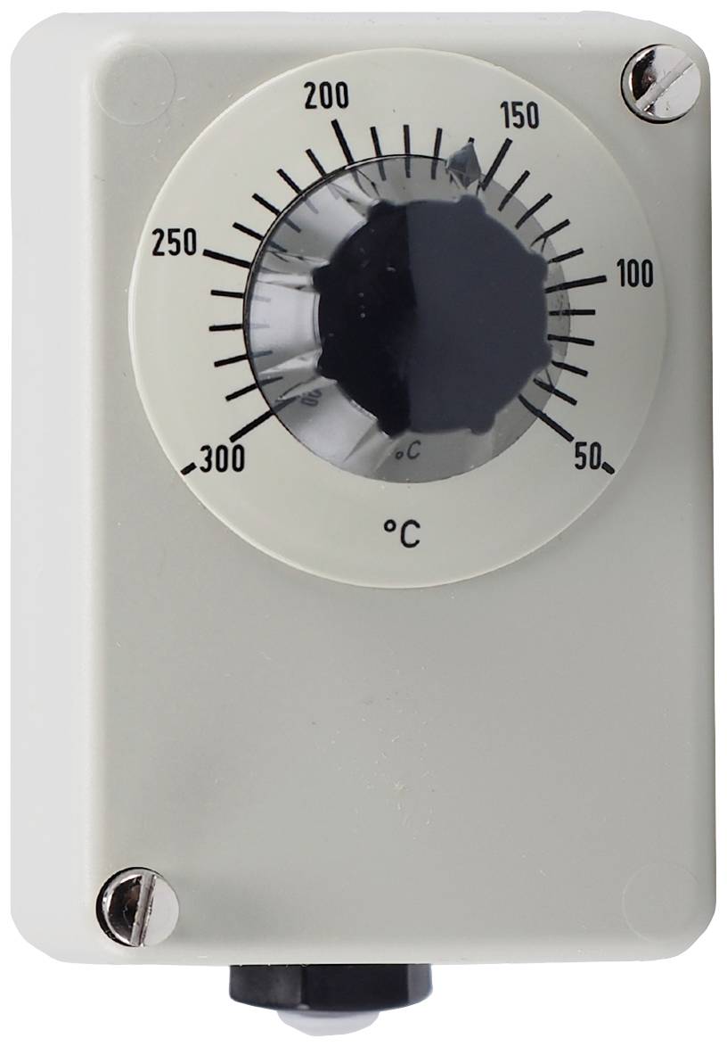 Et analogt termometer i huset viser en skala fra 0 til 300 grader Celsius. Aflæsningen står på omkring 185 grader Celsius.
