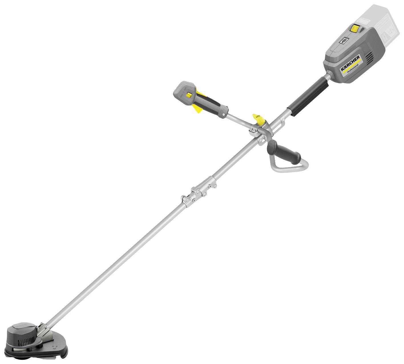 En kompakt, batteridrevet buskrydder med ergonomisk håndtag og skærehoved. Velegnet til have- og landskabspleje.