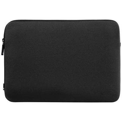 En sort laptoptaske lavet af stof, rektangulær og uden yderligere dekorationer, med en lynlås i siden.