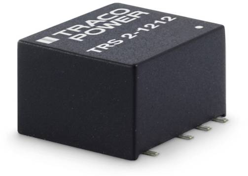 TRACO POWER-modul TRS 2-1212, sort kabinet med sølvfarvet påskrift, elektroniske komponenter på undersiden.