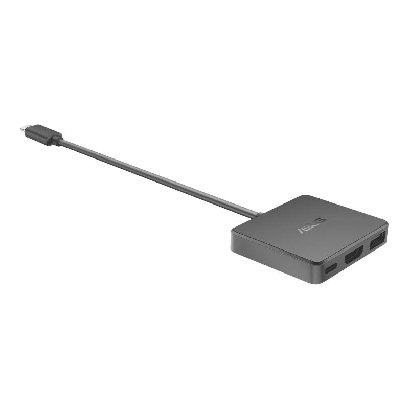 En USB-C-adapter med tre porte: to HDMI-porte og en USB-port. Ideel til at tilslutte flere enheder til en computer.