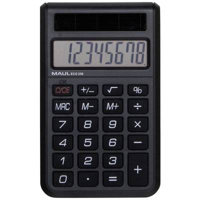 En sort lommeregner med solcelle-display viser nummeret '12345678'.