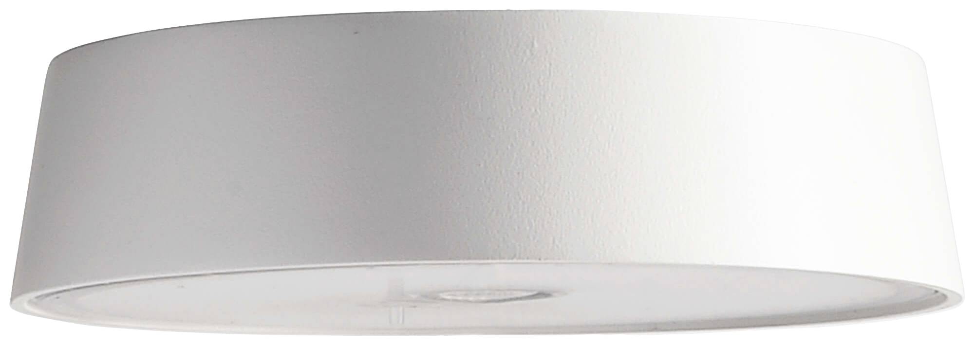 Hvid loftlampe med enkel, cylinderformet design i mat materiale.