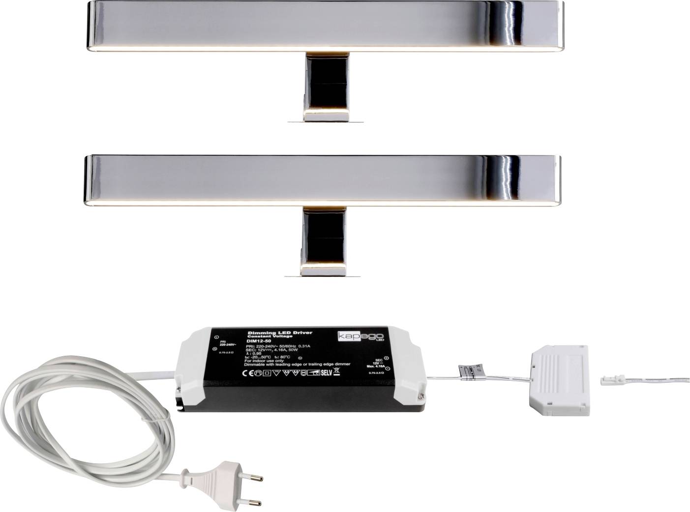Deko Light Spiegel Line I 2er Bundle Spejlbelysning LED indbygget 8 W EEK: G (A - G) Varmhvid Sølv