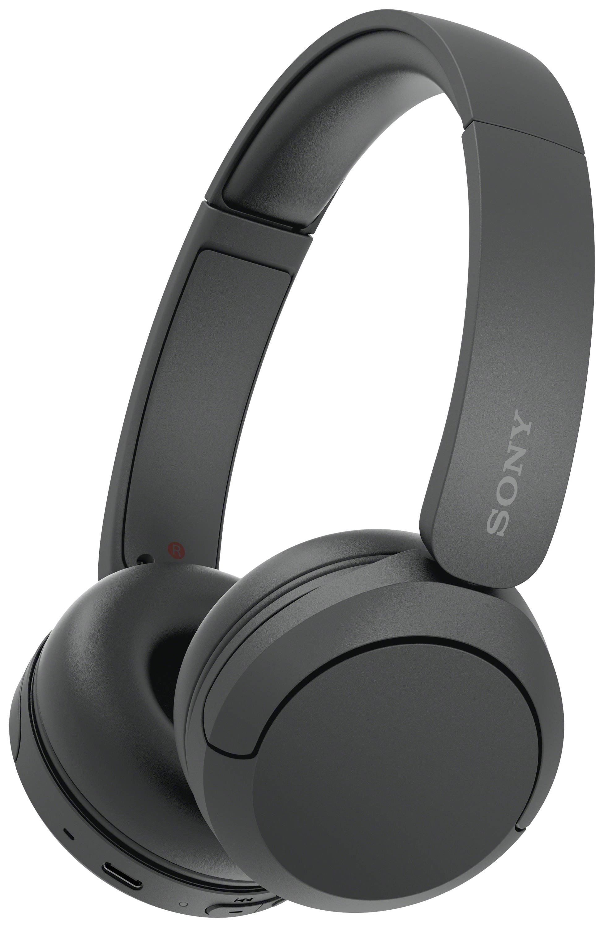 Sorte over-ear-høretelefoner med 'SONY'-logo på bøjlens side, trådløs model.