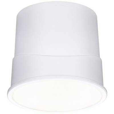 En hvid cylinderformet loftslampe med diffust lysende lys, egnet til moderne indendørsrum.