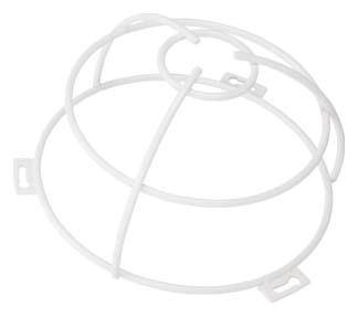 En hvid, rund trådnet af plast, der bruges som beskyttelsesdæksel til elektriske eller belysningselementer.
