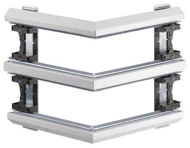 To metalgitterrammer i grålig farve, placeret oven på hinanden og justerbare, forbundet med sorte plastikdele i en zigzag-formation.