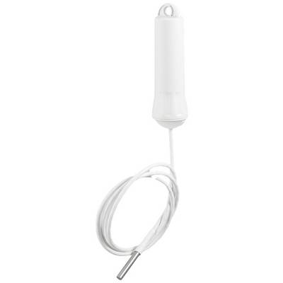 Hvid cylindrisk temperatursensor-sonde med kabel.