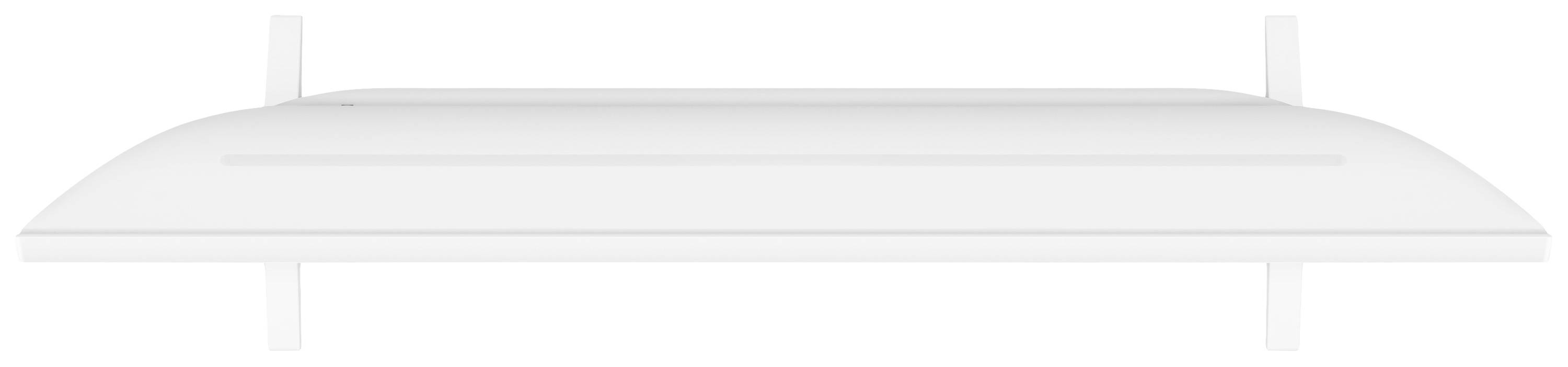 En hvid loftslampe med enkelt, moderne design, monteret i loftet.