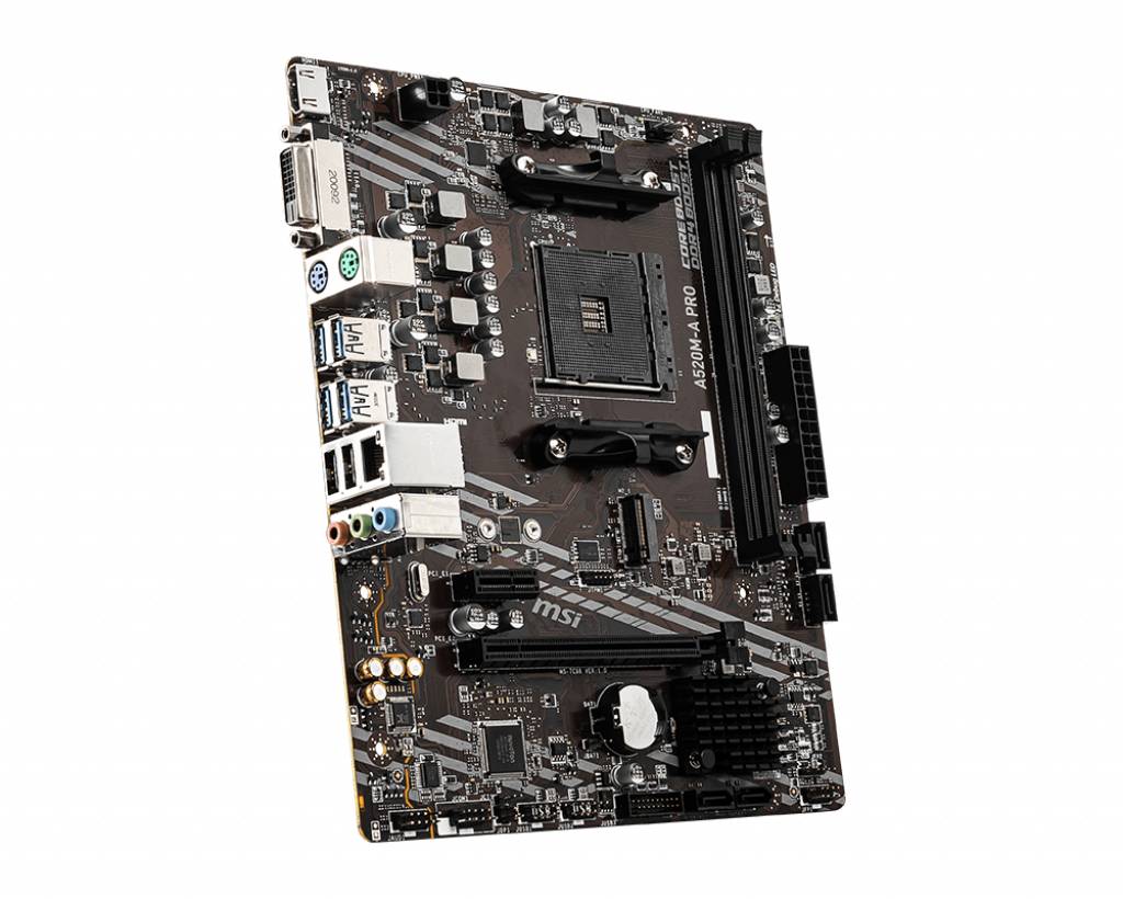 MSI A520M-A PRO Bundkort Sokkel AMD AM4 Formfaktor Micro-ATX Mainboard-chipsæt AMD® A520-3