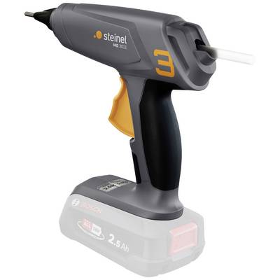 Limpistol med ergonomisk greb og orange udløserarm, velegnet til håndværksopgaver; sort og grå design.