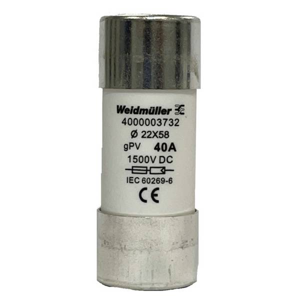 Weidmüller  4000003732  FUSE WSFL 22X58 40A 1K5V GPV  Finsikring           Indhold 10 stk