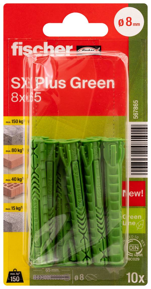 Fischer 567865 SX Plus Green Ekspansionsrawplug 65 mm 8 mm 10 stk