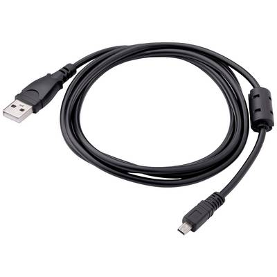 Sort USB-kabel med standard-USB-stik på den ene side og Micro-USB-stik på den anden side, på hvid baggrund.