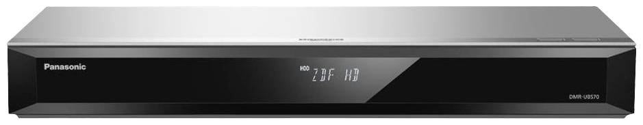 En sort Panasonic Blu-ray-afspiller med et digitalt display viser 'HDD 20:15 HD'.