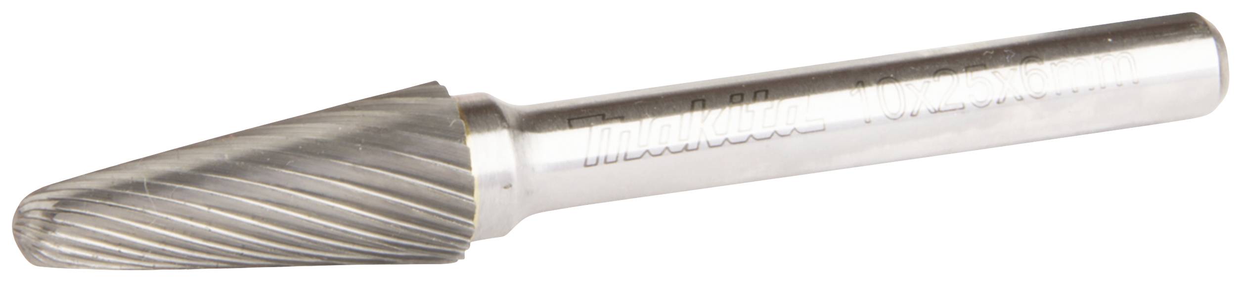 Makita B-52803 Fræsestift Hårdt metal Rund kegle Længde 25 mm Mål, Ø 10 mm Arbejdslængde 25 mm Skaftdiameter 6 mm 1 stk.
