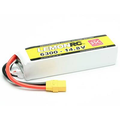 Lithium-polymer batteri med 6300 mAh, 14,8 V og 35C maksimal udladningsrate, egnet til fjernstyrede modelanvendelser.