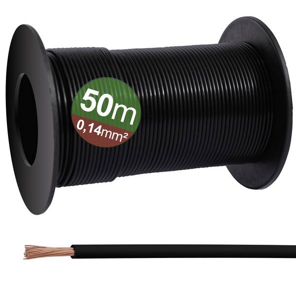 Quadrios 23CW021 Enkeltleder 0.14 mm² Sort 50 m