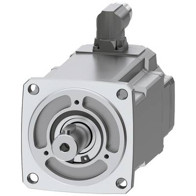En metalisk servomotor med et rektangulært hus og runde tilslutninger. Motoren er robust og industrielt designet.