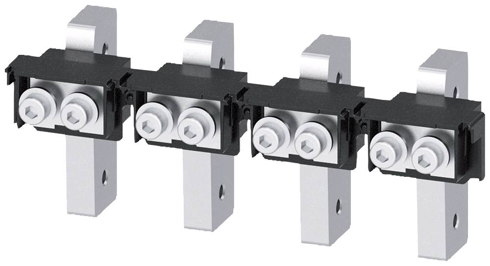Metalskinne med sorte plastbeslag og skrueforbindelser, som anvendes til elinstallationer.