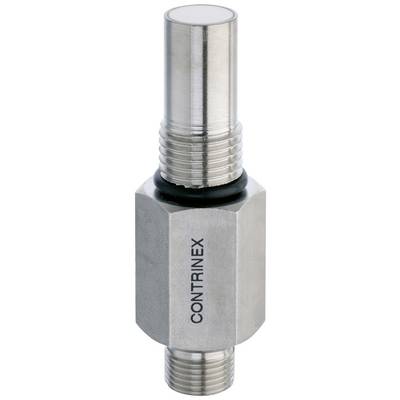 En cylindrisk metallisk sensor med gevind og påskriften 'CONTRINEX'.