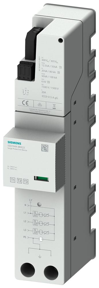 Et enpolet sikringsautomater fra Siemens med teknisk etiket på forsiden. Det drejer sig om et produktfoto.