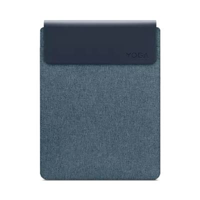 Laptoptaske i blågrønne nuancer, med en klap øverst. Mærkenavnet 'YOGA' er præget på klappen.