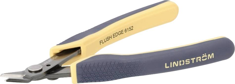 Gul-sort sidelækter med påskriften 'FLUSH EDGE 6152' på et håndtag og 'LINDSTRÖM' på det andet.